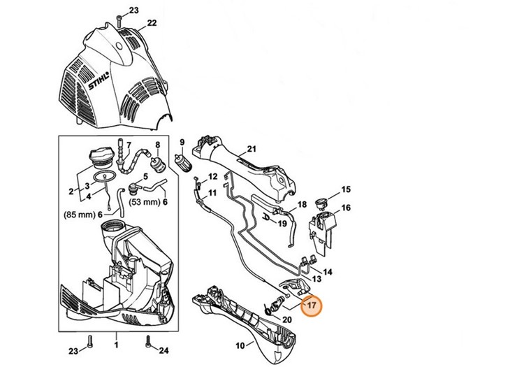 Dźwignia sterowania główną przepustnicą, Stihl 41441801550