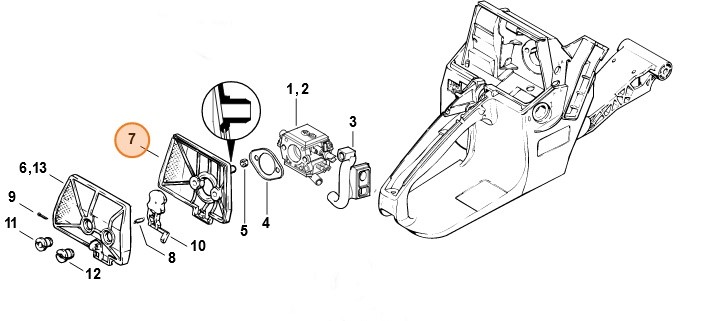Połówka filtra powietrza, tkanka druciana, Stihl 11191201603