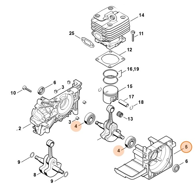 Połówka skrzyni korbowej, Stihl 41340202900