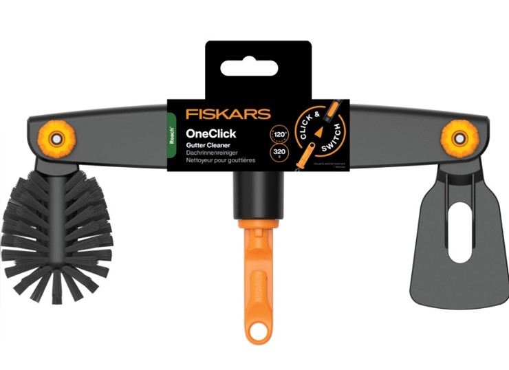 Głowica szczotka i skrobak do czyszczenia rynien OneClick, Fiskars 1080698