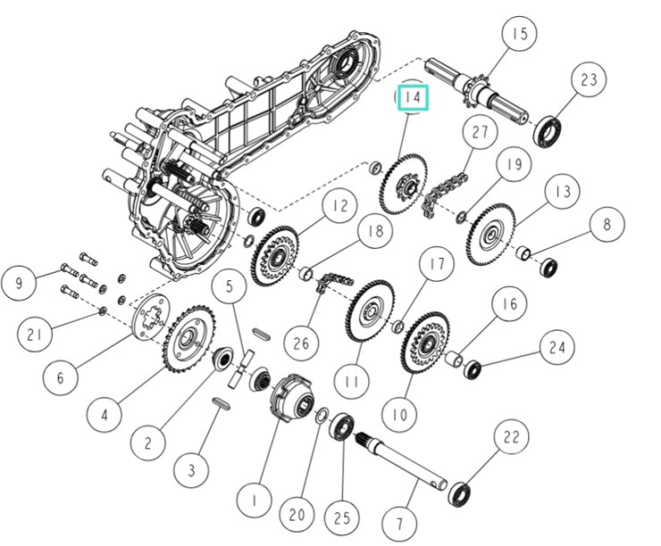 Trzeci wałek zębaty 9TSP-48T-20T, Orec 0031-01400