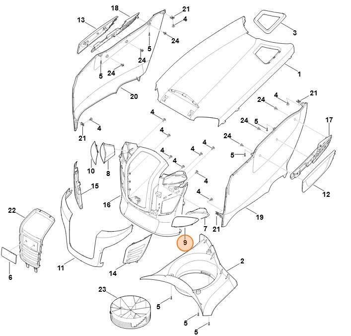 Osłona szklana reflektora, str. lewa, Stihl 61704053210
