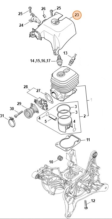 Pokrywa sterowania przepływem powietrza, Stihl 42500800900