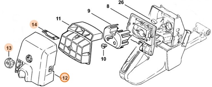 Pokrywa komory gaźnika, Stihl 11281401909