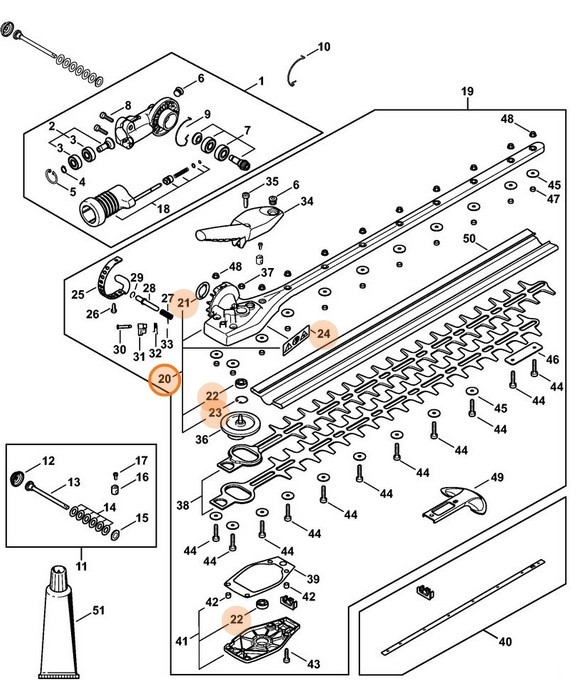 Obudowa przekładni (145°, 600 mm), Stihl 42436400517