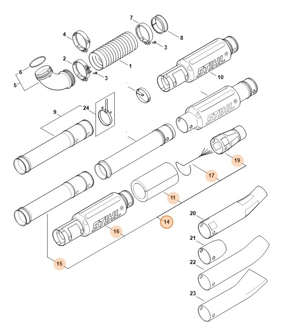 Zestaw rury dmuchawy BR 500, Stihl 42820071012