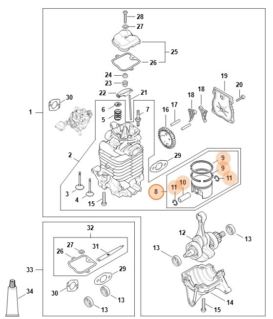 Tłok Ø 50 mm, Stihl 42830302003