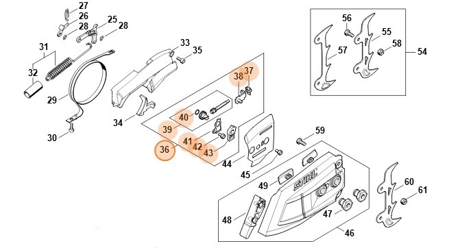 Zestaw napinacza łańcucha tnącego, Stihl MA020071002