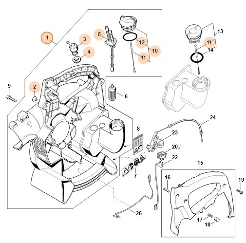 Obudowa dmuchawy - wewnątrz, Stihl 42297004153