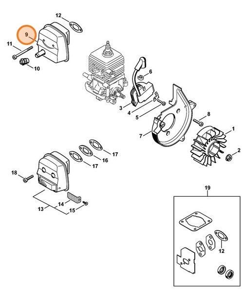 Tłumik wydechu spalin, Stihl 42291400607