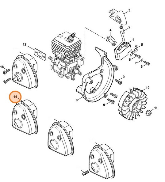 Tłumik wydechu spalin, Stihl 42411400605