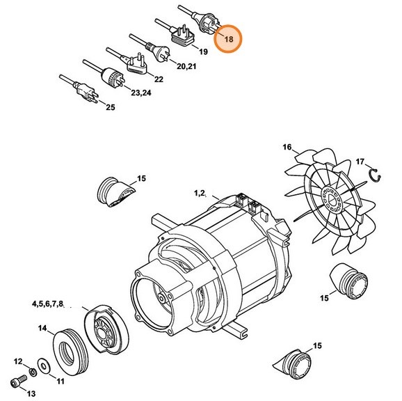 Przewód przyłącza zasilania Europa, Stihl 47764402000