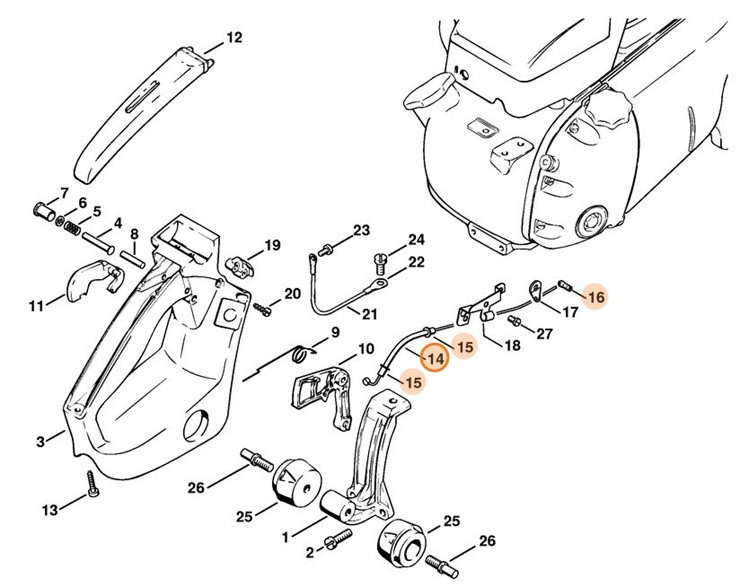 Cięgno sterowania główną przepustnicą, Stihl 11061801101