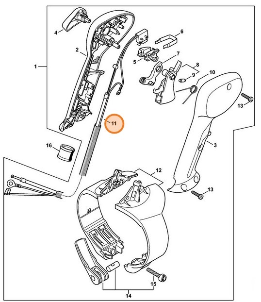 Cięgno sterowania główną przepustnicą, Stihl 42441801105