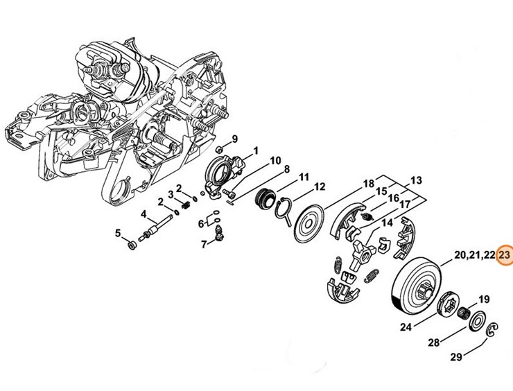 Zestaw koła napędu łańcucha pierścieniowego 3/8" P 7Z, Stihl 11410071007