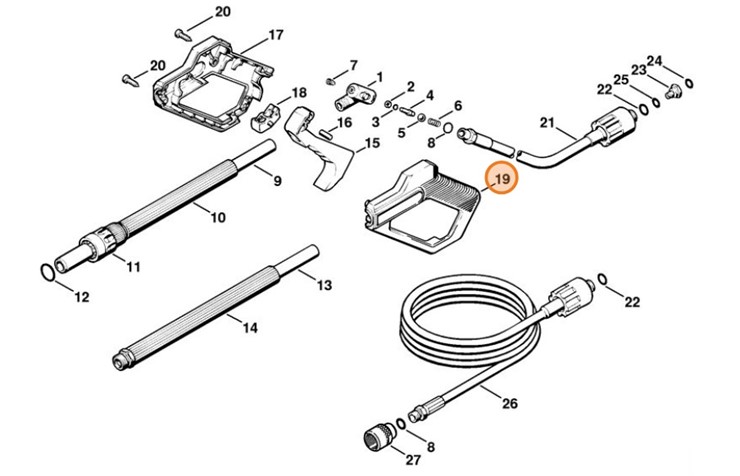 Połówka okładziny rękojeści - lewa strona, Stihl 49155021802