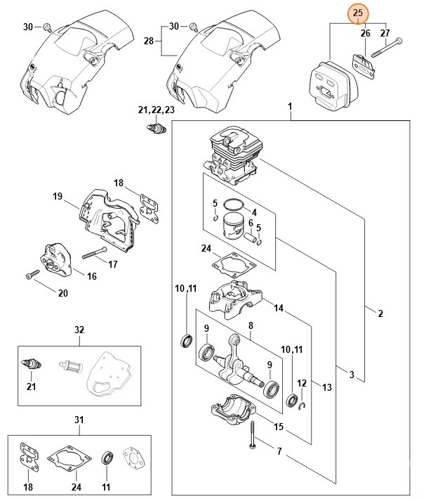 Tłumik wydechu spalin, Stihl 11481400609