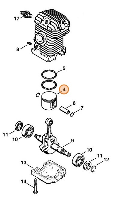 Tłok Ø 40 mm, Stihl 11230302003