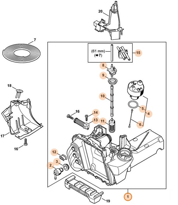 Obudowa zbiornika paliwa, Stihl 42503500850
