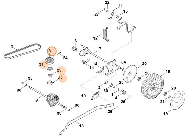 Koło paska klinowego kompl., Stihl 63747002500