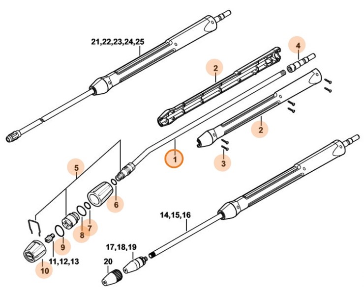 Lanca natryskowa ugięta z głowicą natryskową, 1,07 m, Stihl 49255008402