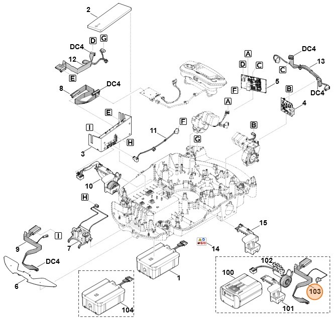 Przewód taśmowy (moduł elektroniczny - przednia płytka drukowana), Stihl 63094400310