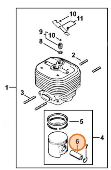 Sworzeń tłokowy 15x9,5x42, Stihl 11060341503