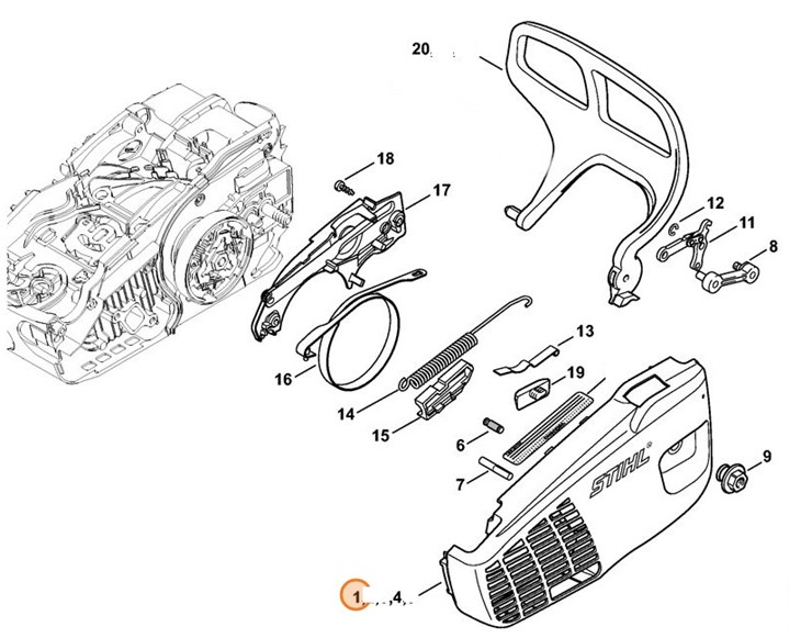 Pokrywa koła napędu łańcucha, Stihl 11376401740