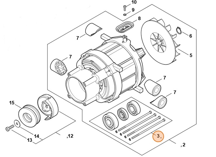 Zestaw łożyska kulkowego, Stihl 49500071009