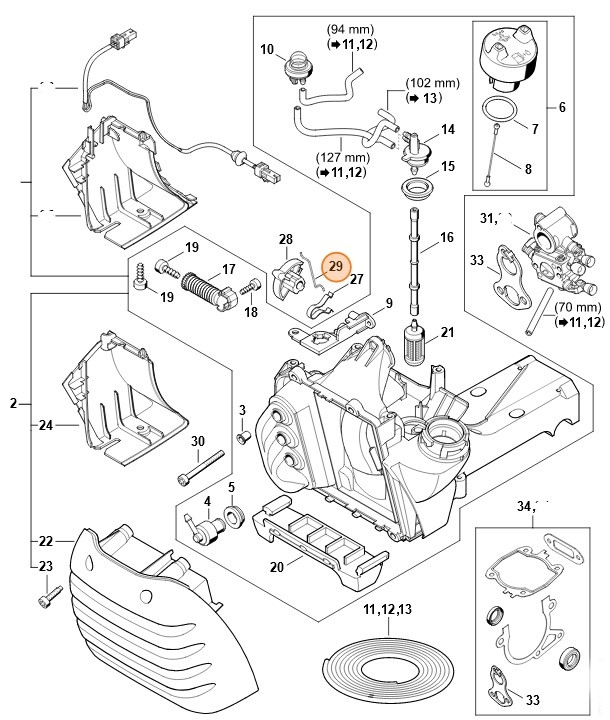 Cięgno - choke, Stihl 42381851500
