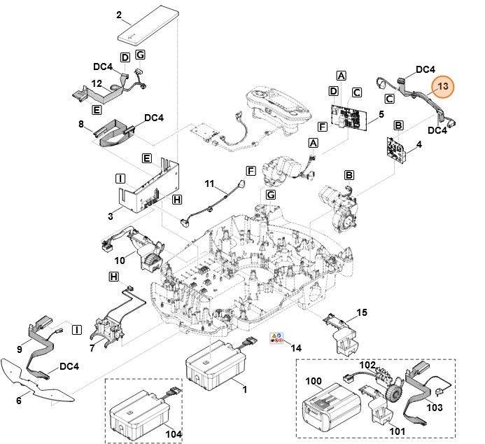 Wiązka przewodów (płytka drukowana napędu prawego - płytka drukowana napędu lewego), Stihl 63094403060