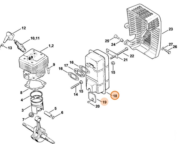Tłumik wydechu spalin, Stihl 43081400600