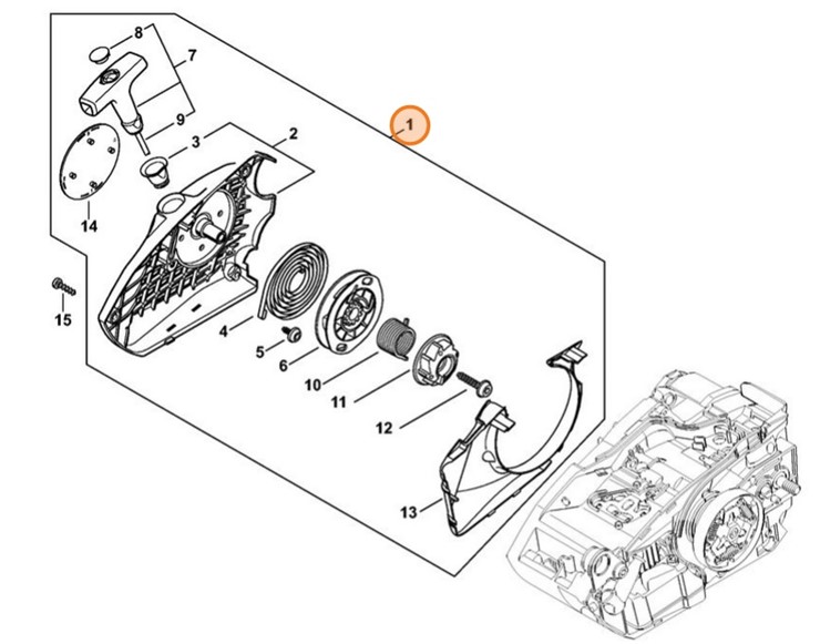 Obudowa wentylatora z urządzeniem rozruchowym, Stihl 11460802102