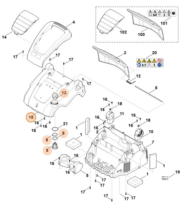 Pokrywa silnika kompl., Stihl 62917602205