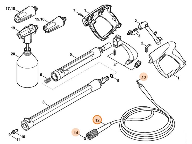 Wąż wysokociśnieniowy DN 6, 6 m, w oplocie tekstylnym, Stihl 49155000838