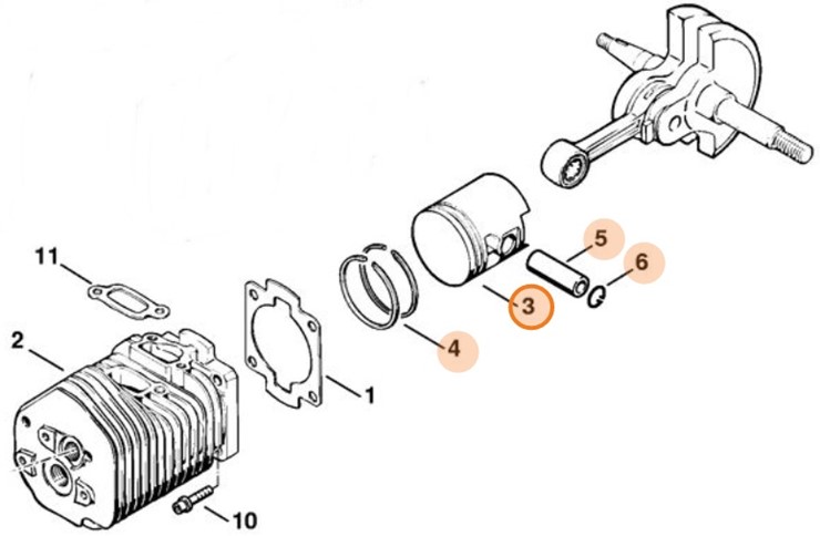 Tłok Ø 52 mm, Stihl 11110302000