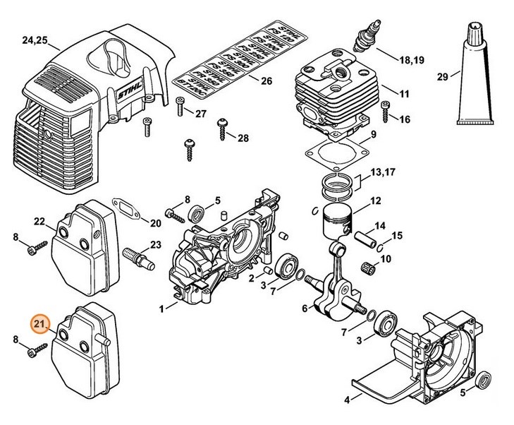 Tłumik wydechu spalin, Stihl 41341400603