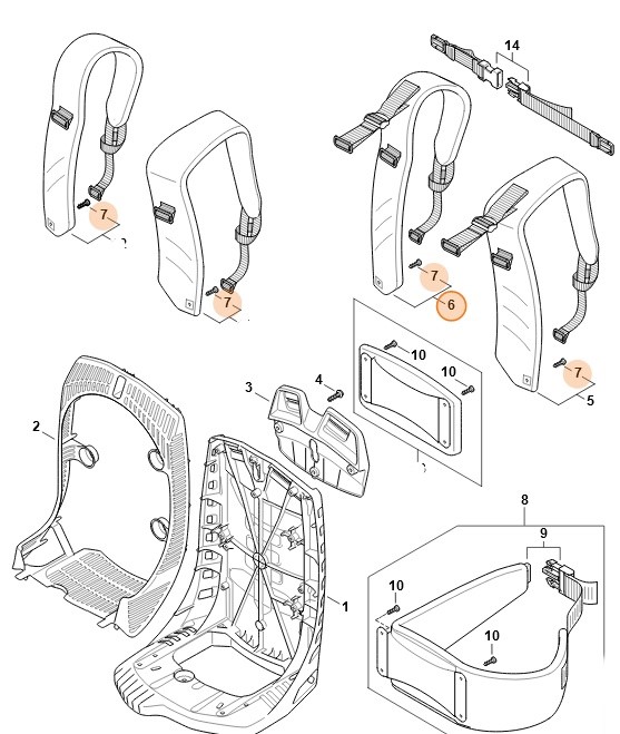 Pas nośny, lewa strona, Stihl 42837109005