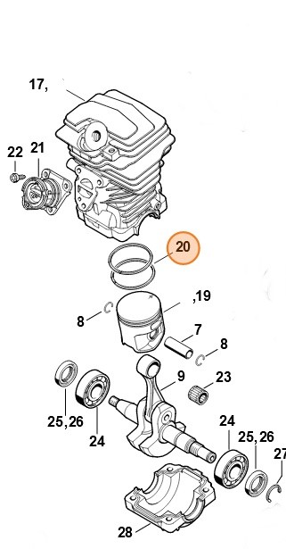 Pierścień tłokowy Ø 41,5x1,2 mm, Stihl 11430343005