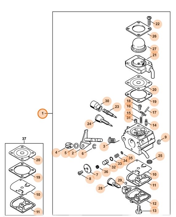 Gaźnik C1Q-S79B, Stihl 41401200607