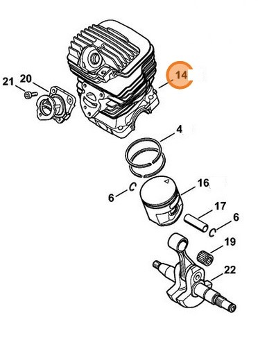 Cylinder z tłokiem Ø 44,7 mm, Stihl 11410201203