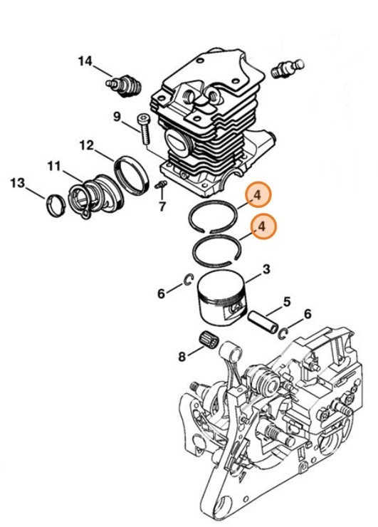 Pierścień tłokowy Ø 46x1,2 mm, Stihl 41160343005