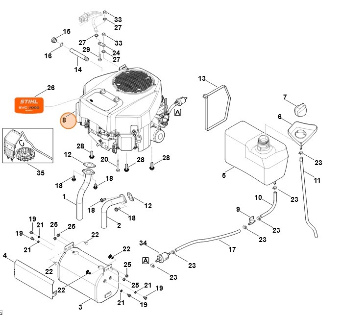 Spalinowy silnik benzynowy EVC 7000.0 (EVC7000-0001), Stihl 61650111822