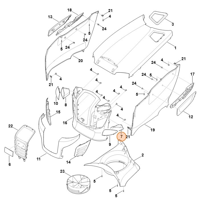 Reflektor, str. lewa, Stihl 61704031210