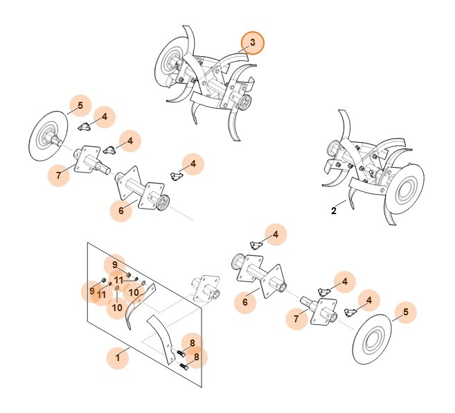 Zespół roboczy kompl., prawy, Stihl 62507100203