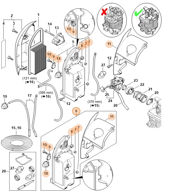 Zestaw obudowy filtra, Stihl 42820071021