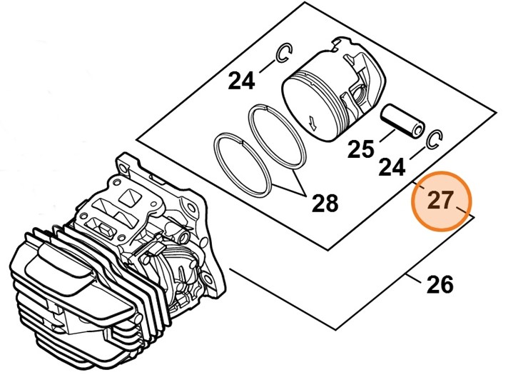 Tłok Ø 40 mm, Stihl 11450302001
