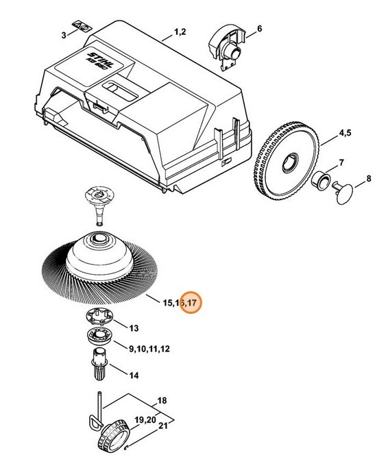 Szczotka talerzowa, prawa, Stihl 48607303801
