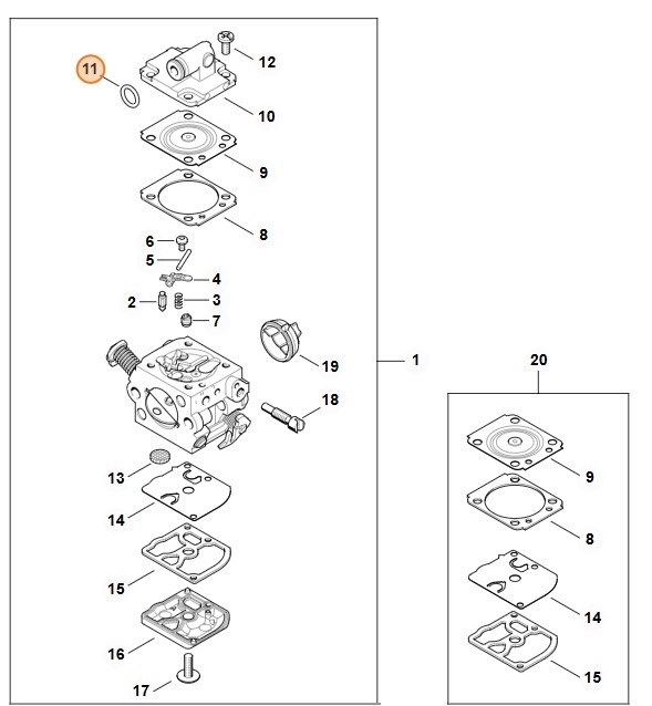 Okrągły pierścień uszczelniający 7x1,5, STIHL 96469450490 
