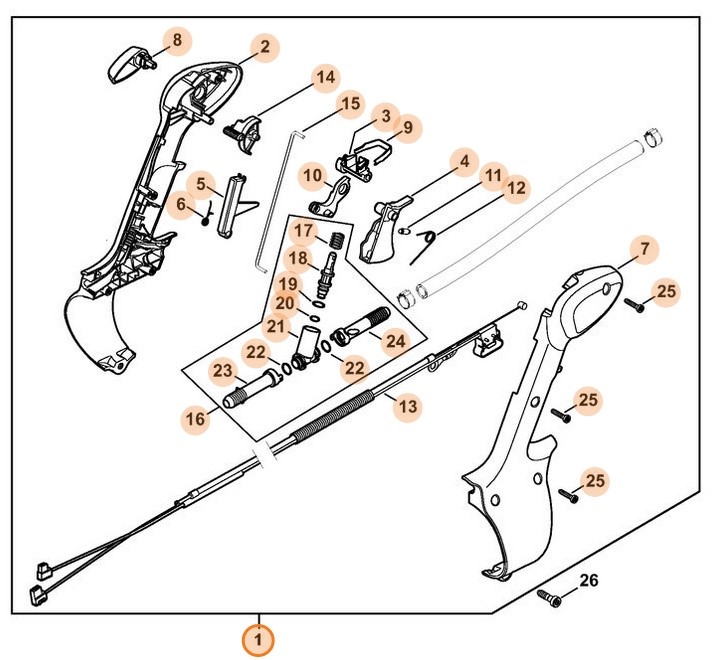 Połówka okładziny rękojeści - strona wewnętrzna, Stihl 42447910800